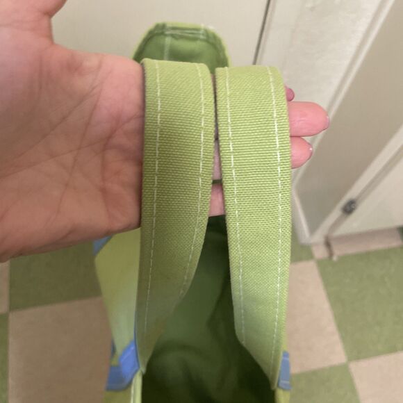 VTG 90’s LL BEAN Boat And Tote Large Made In USA  Stiff Green Blue Canvas - Picture 8 of 12